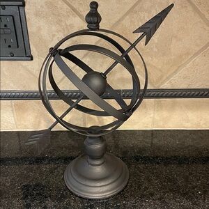 Decorative Metal Armillary Sphere Table Accent - Metallic Gray